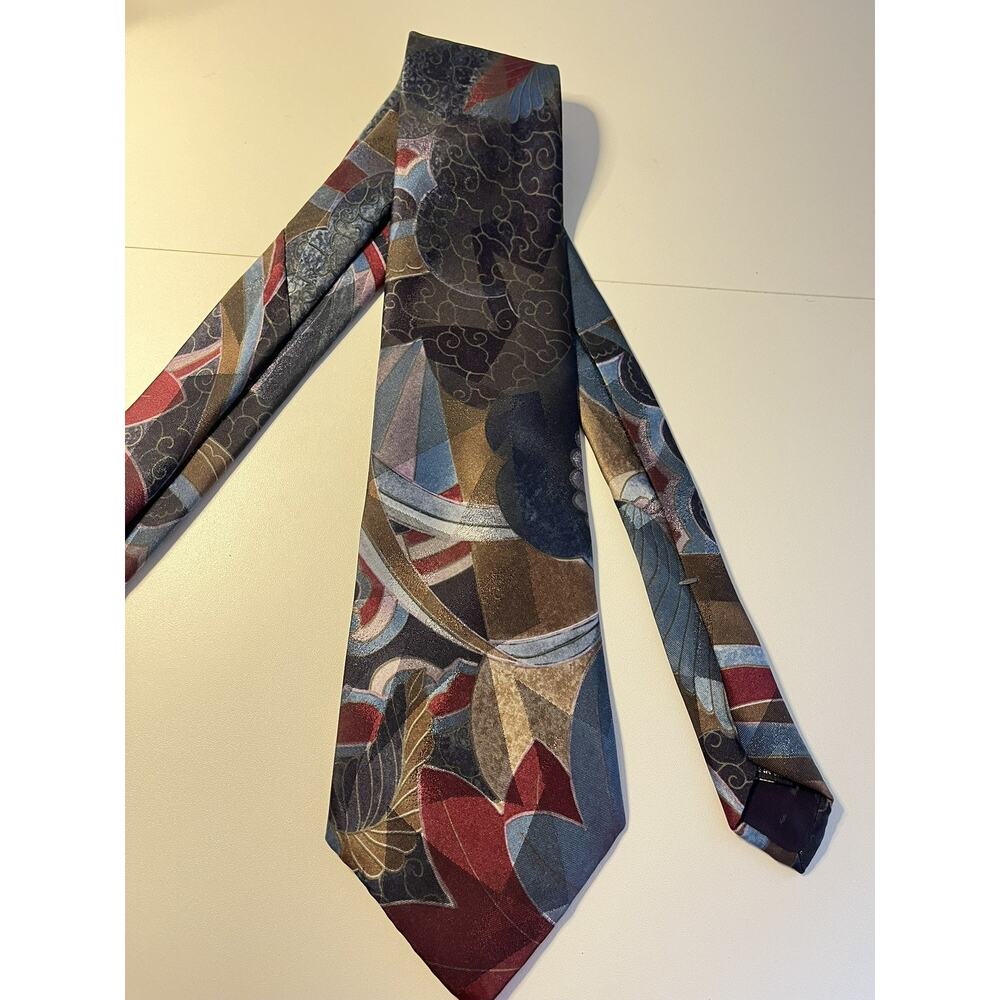 Vintage Mario Valentino Abstract Geometric Artistic Neck Tie MADE IN USA